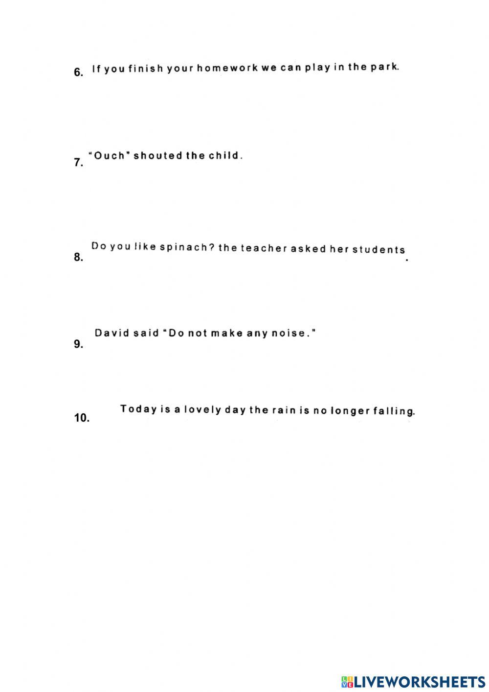 Punctuation Worksheet