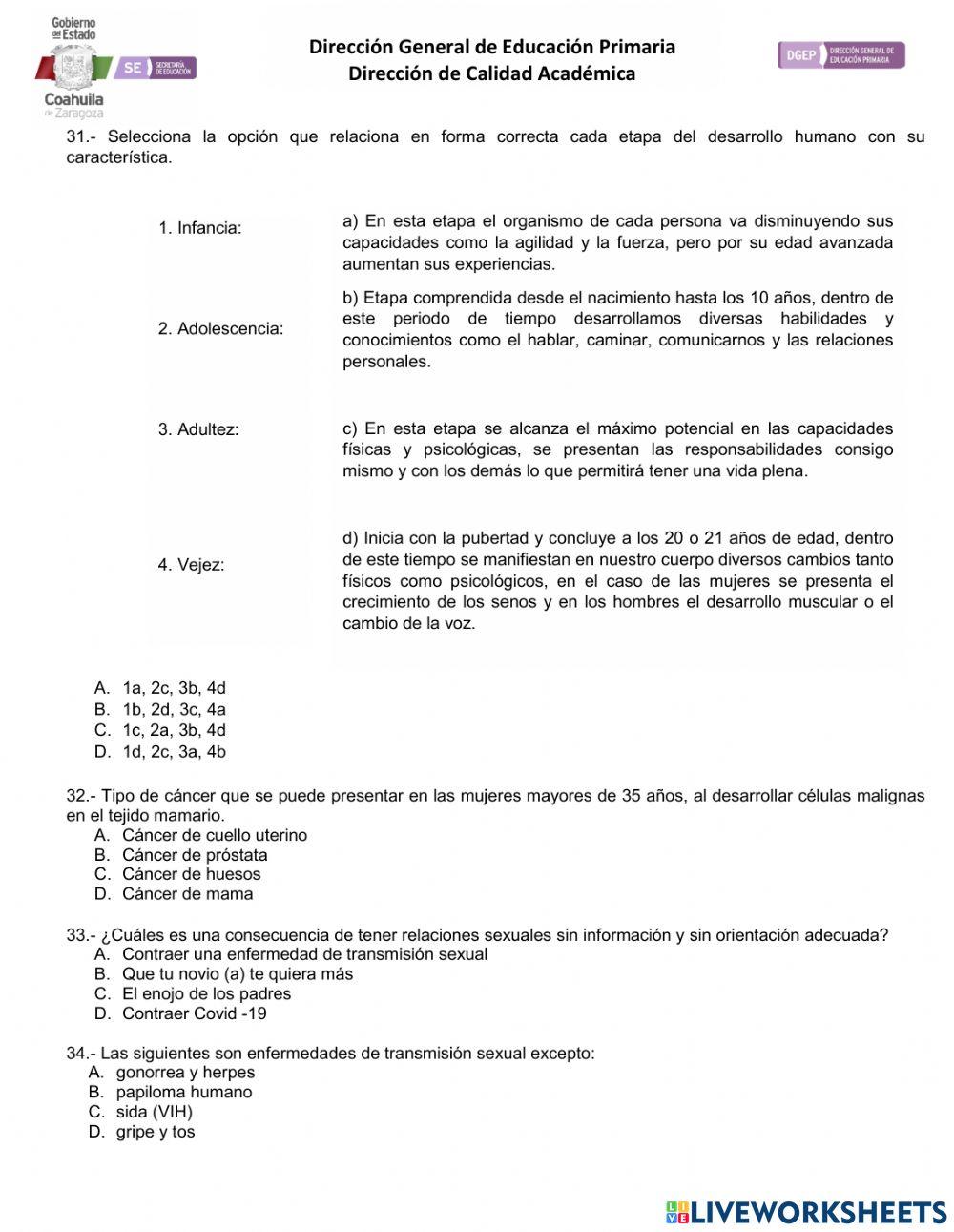 Examen Ciencias Naturales