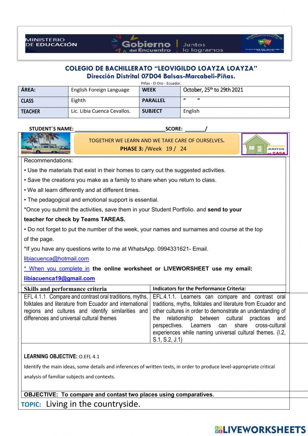 Living in the countryside.