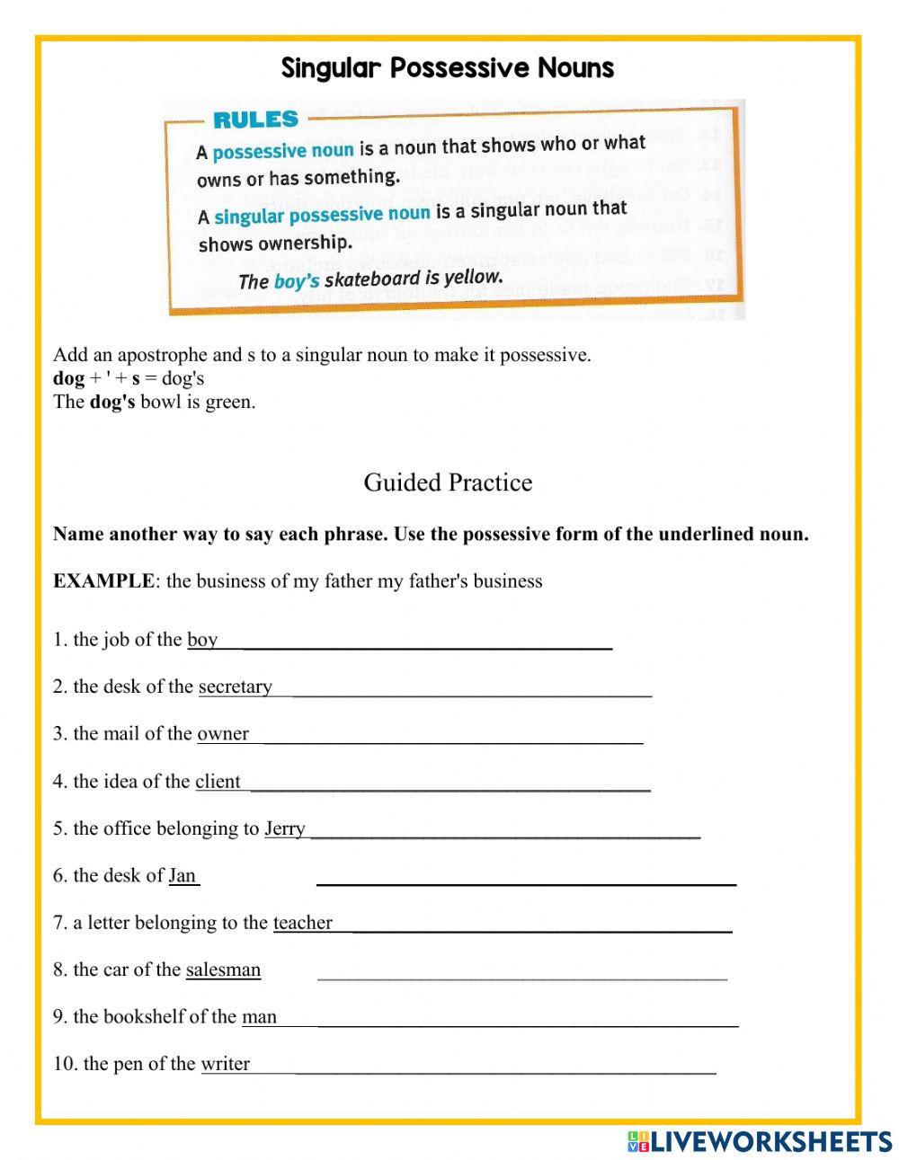 Singular Possessive Nouns