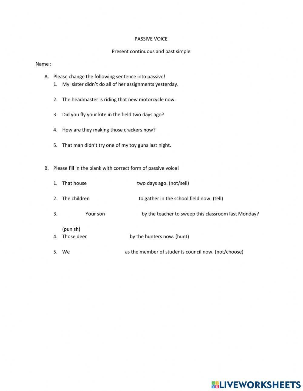 Passive voice (Present continuous and past simple)