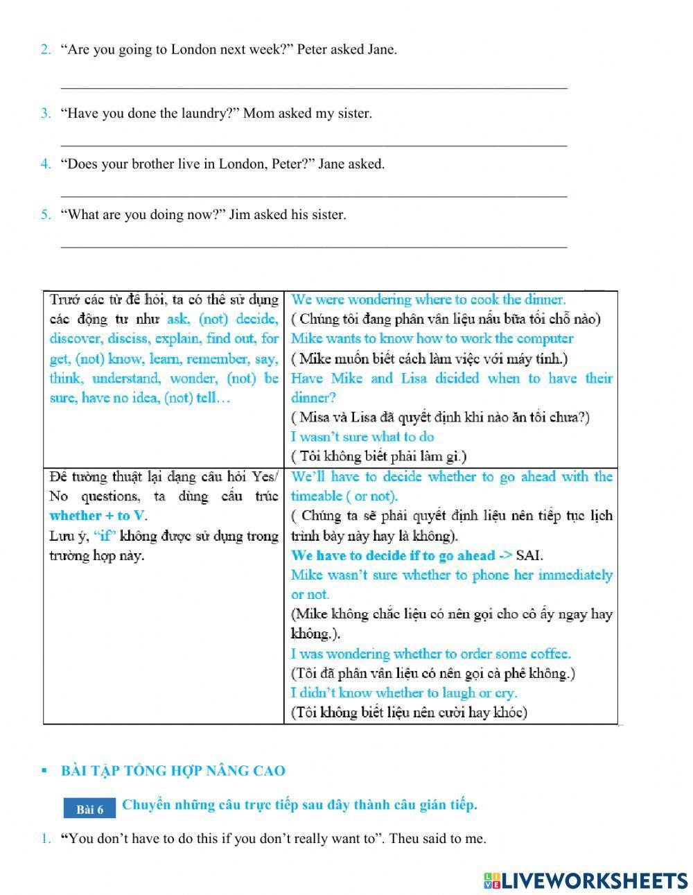 Grade 9. direct speech-indirect speech