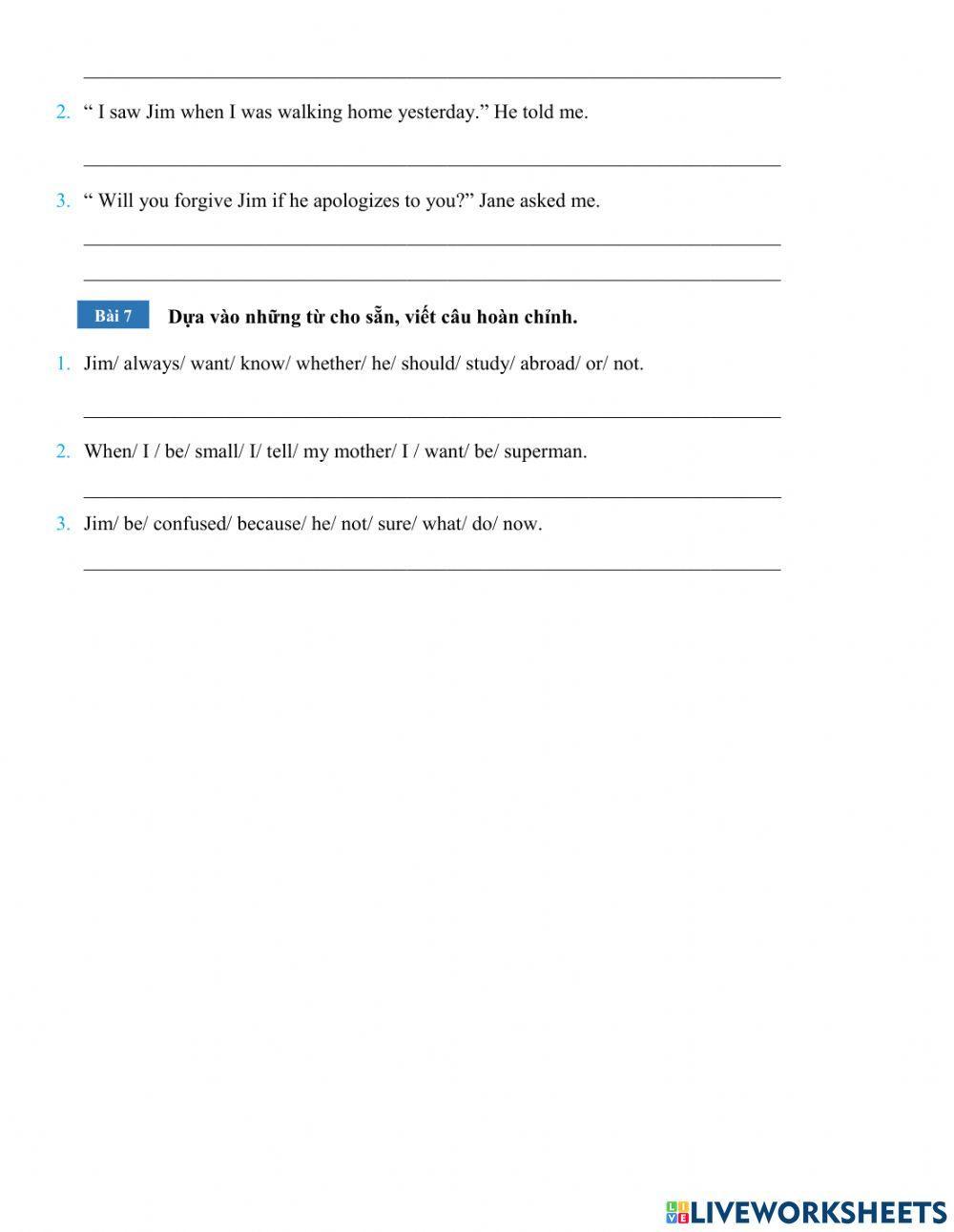 Grade 9. direct speech-indirect speech