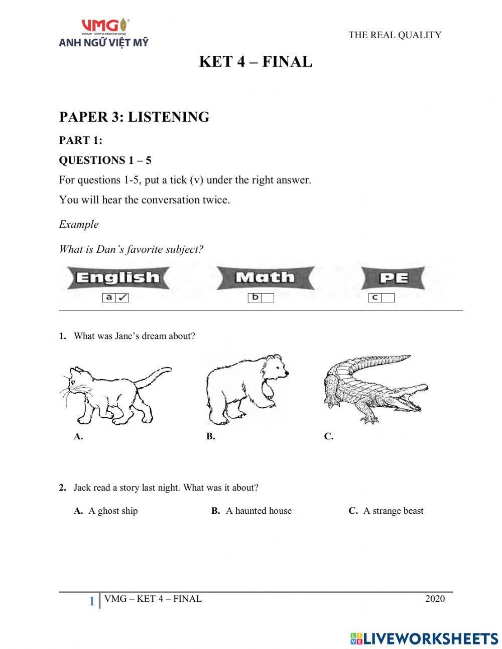 Ket 4 - final test - listening