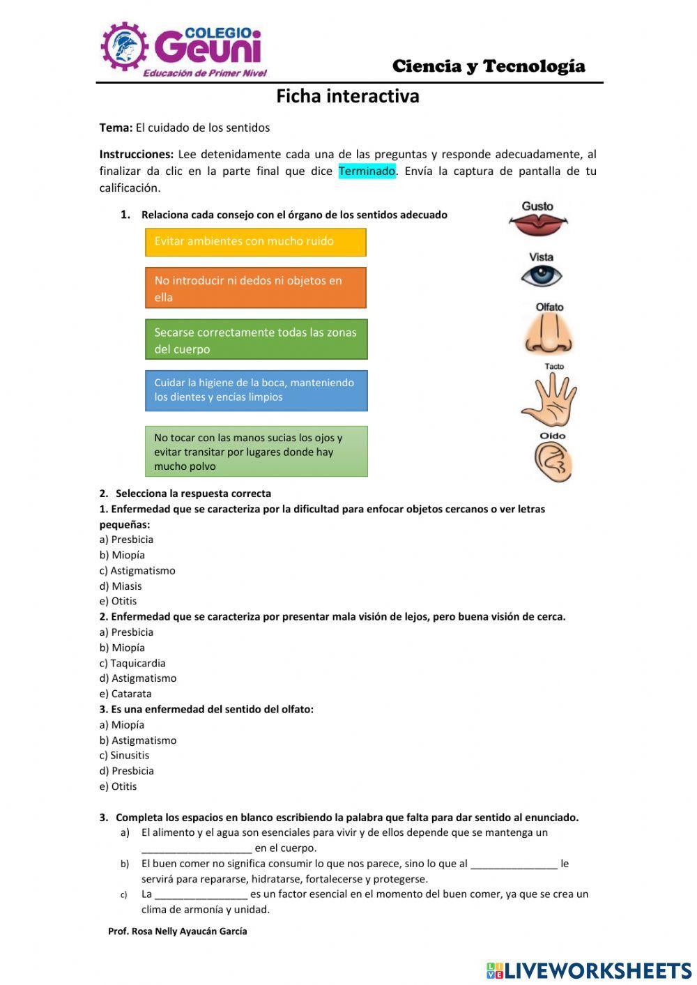 Cuidado de los órganos de los sentidos