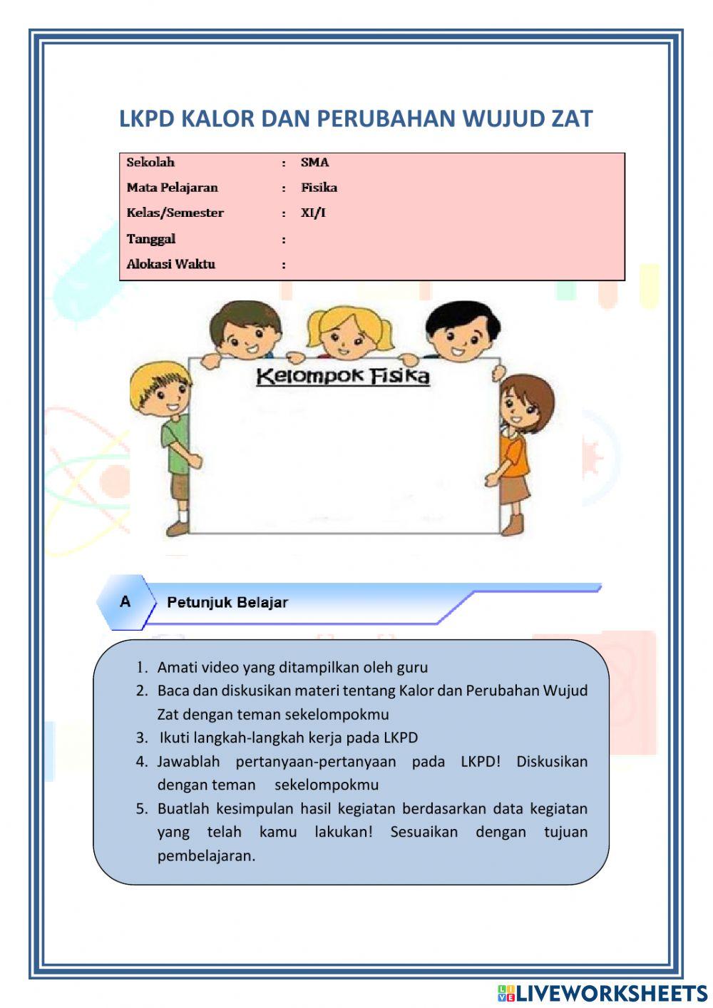 LKPD Kalor dan Perubahan Wujud Zat