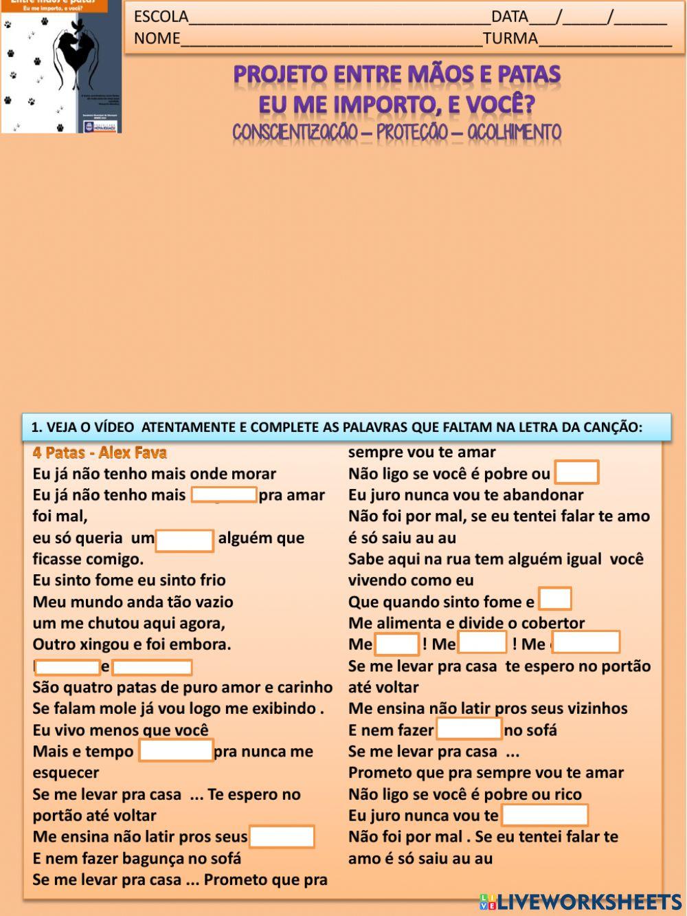 Projeto entre mãos e patas