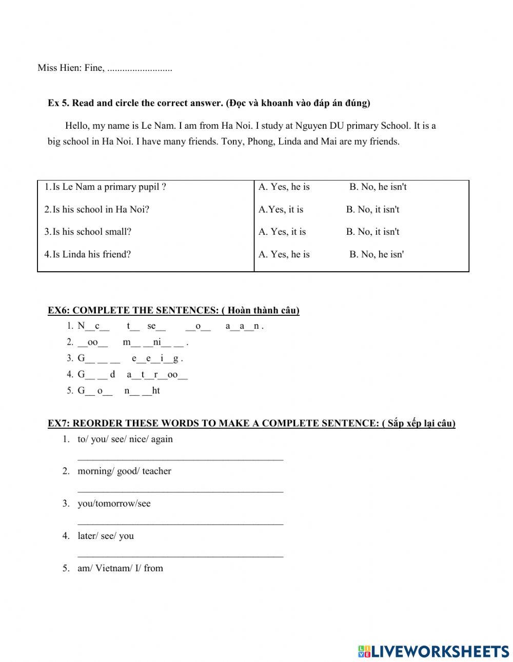 Unit 1: Nice to see you again