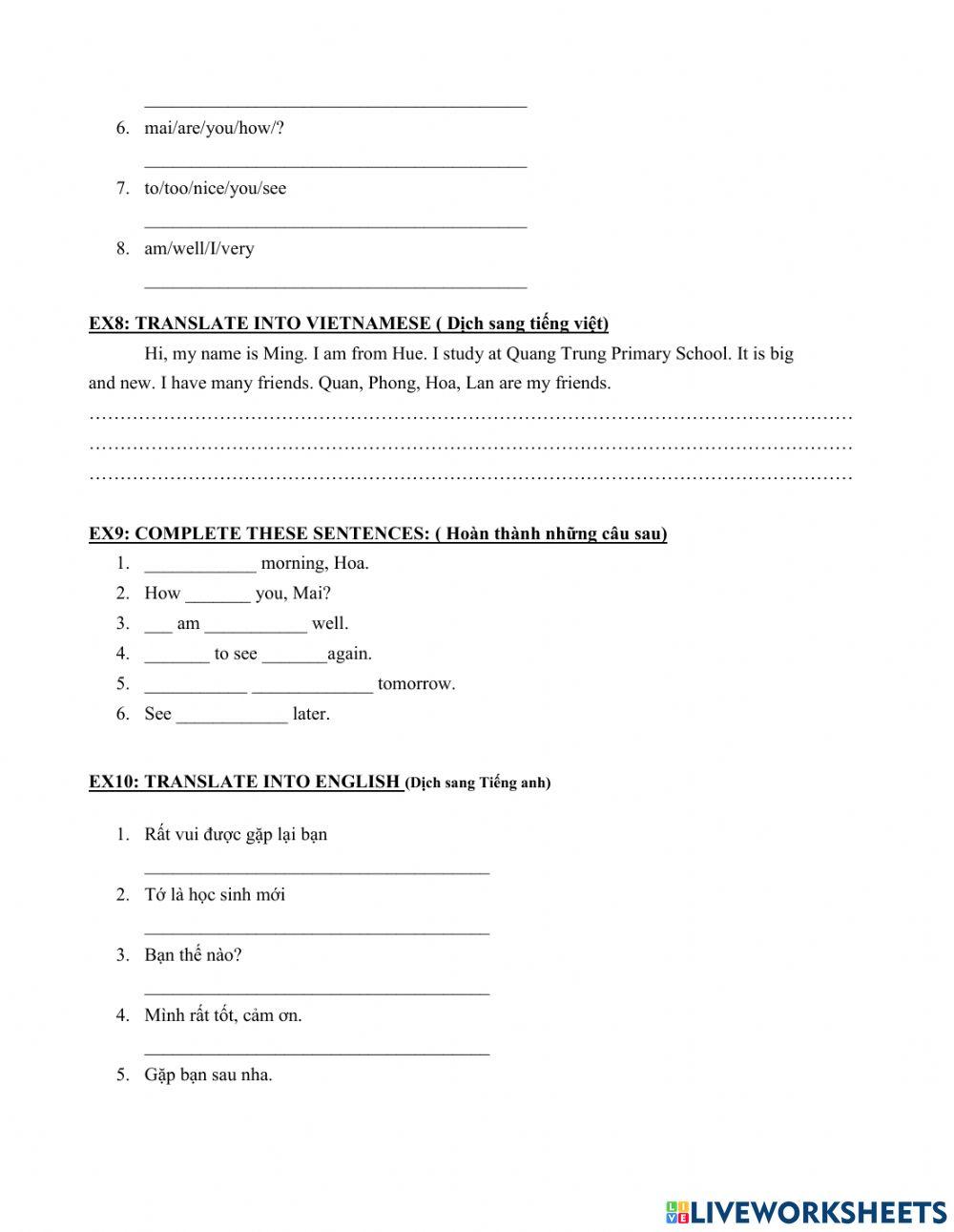 Unit 1: Nice to see you again