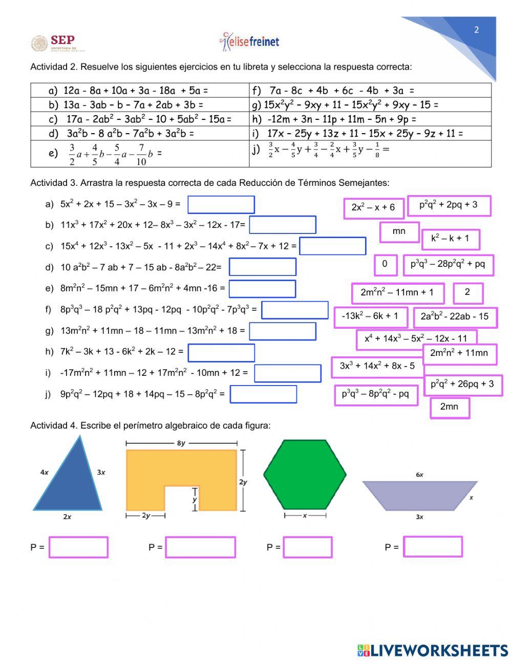 Reducción de términos