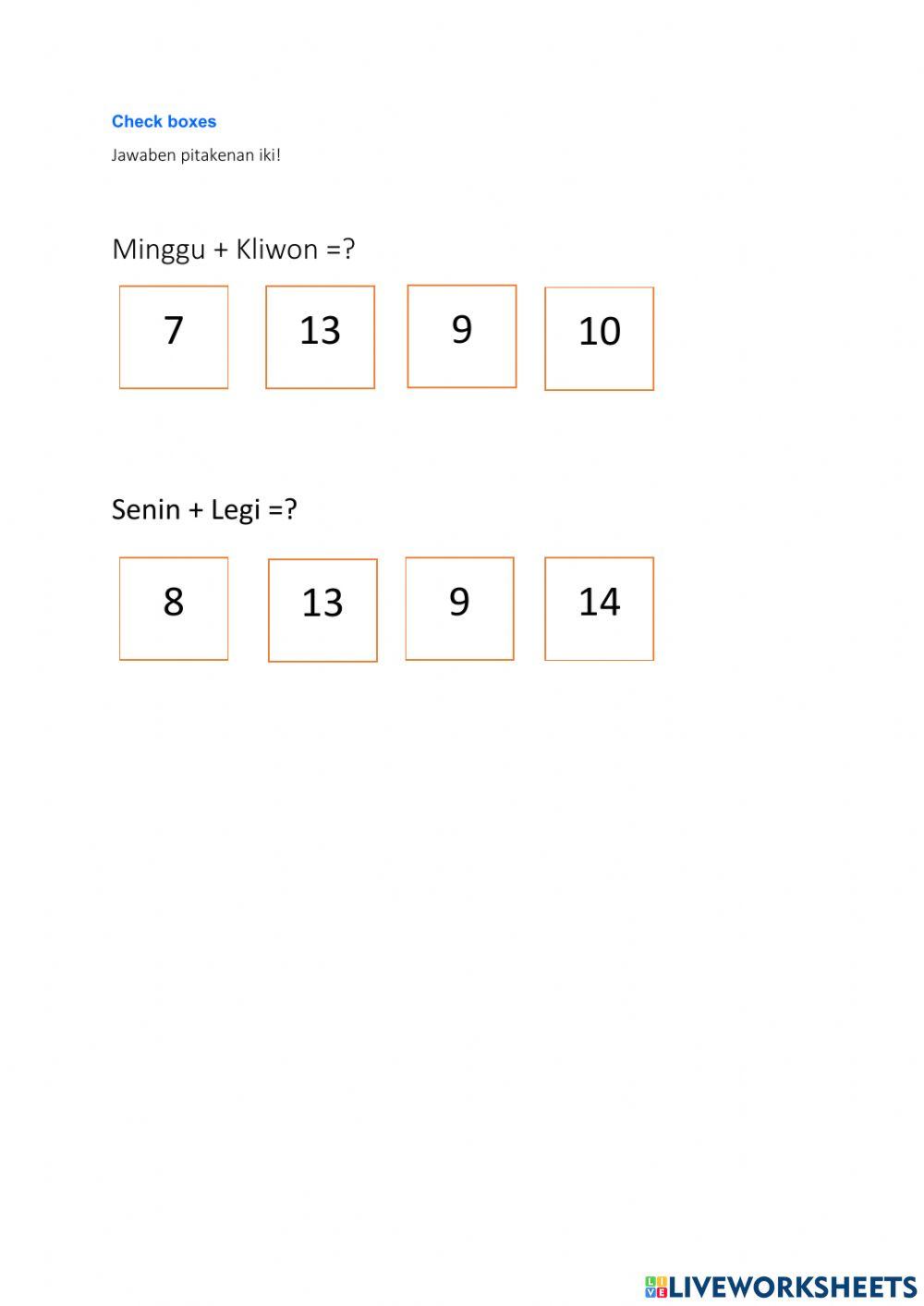 Check boxes worksheet | Live Worksheets