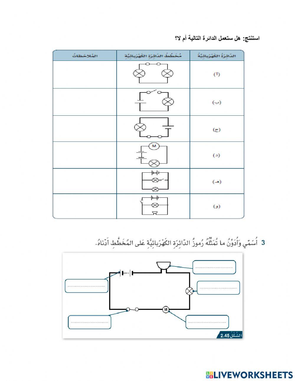 مراجعة رموز الدائرة الكهربائية