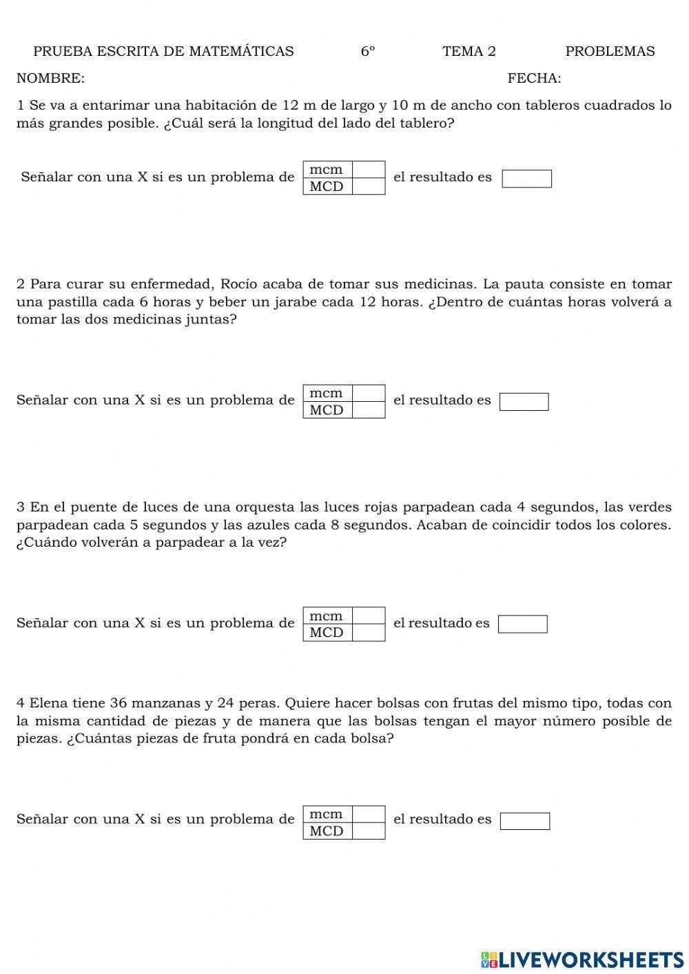 6 PROBLEMAS MCD Y mcm