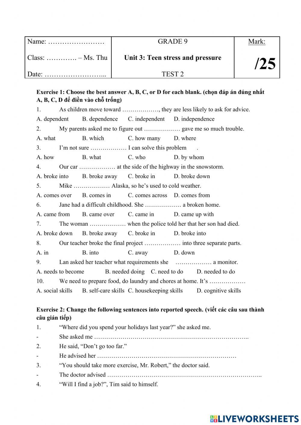 English 9 unit 3 test 2