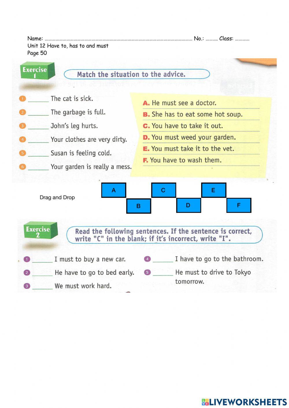 Have to, has to, and must