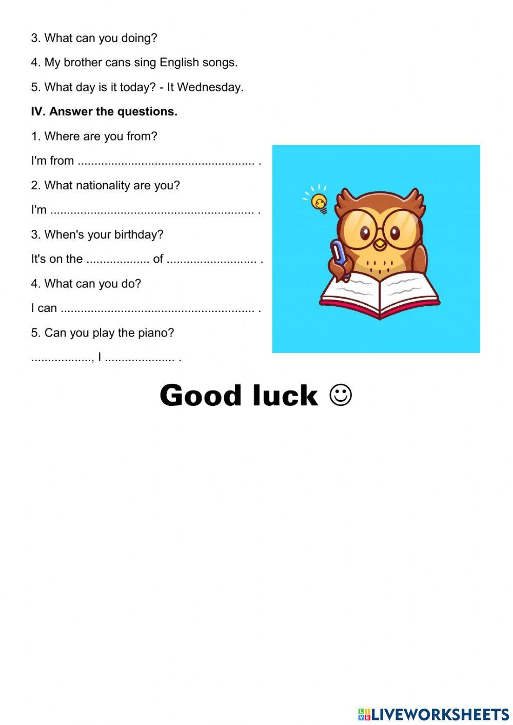 Mid term 1 - writing