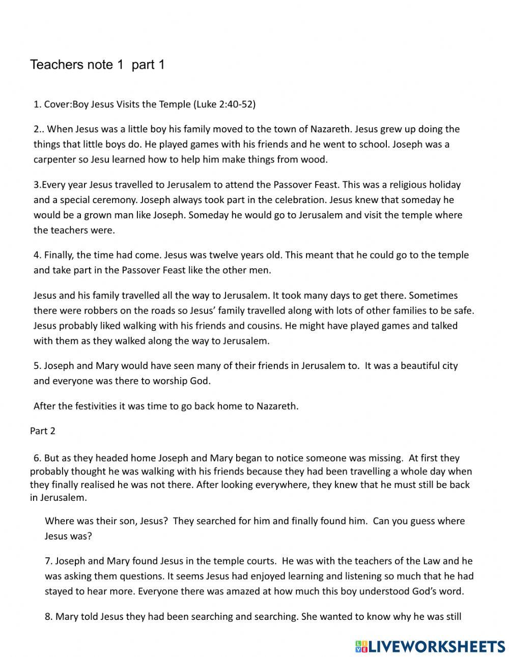 Jesus visit the temple