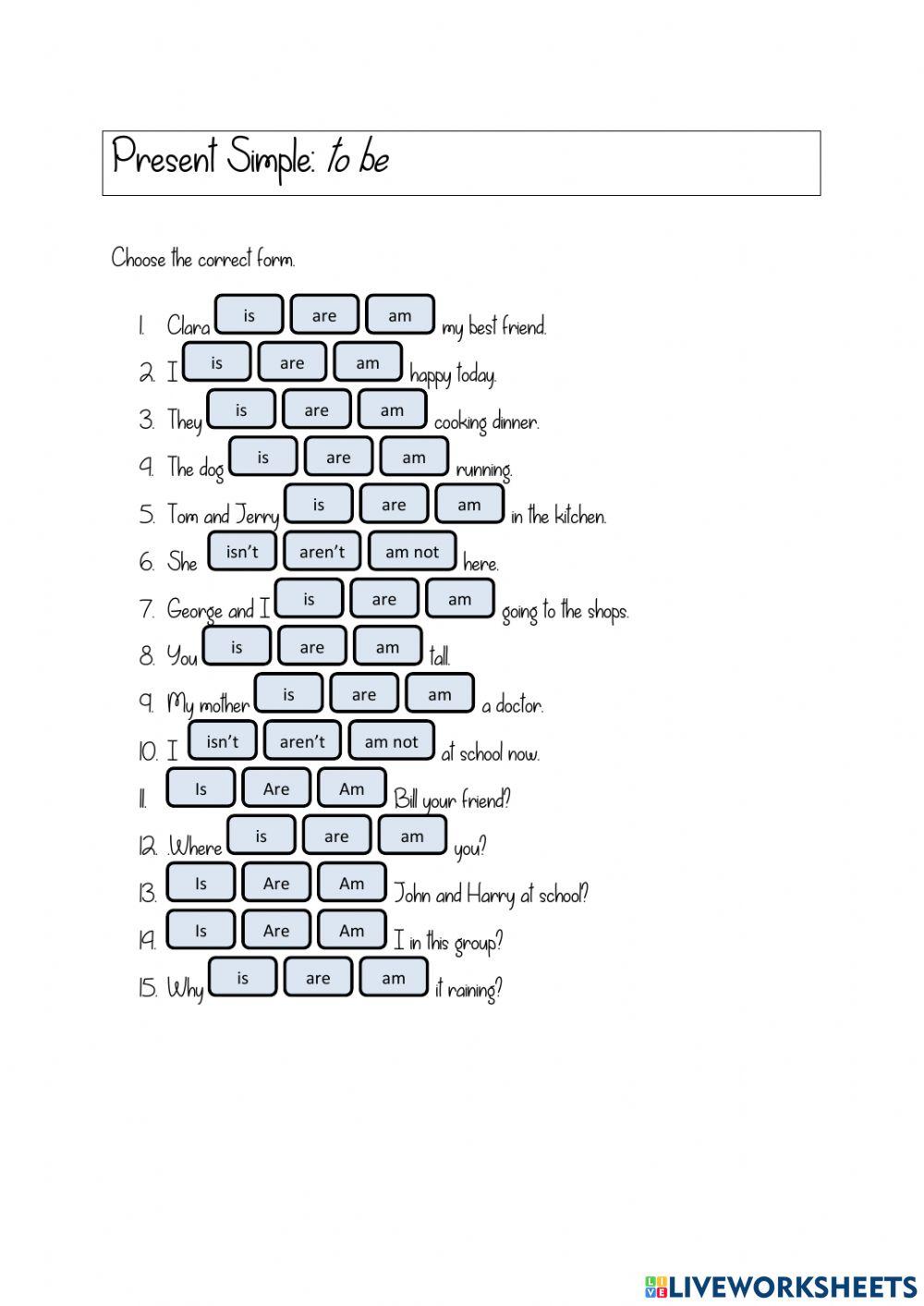 Present simple: to be