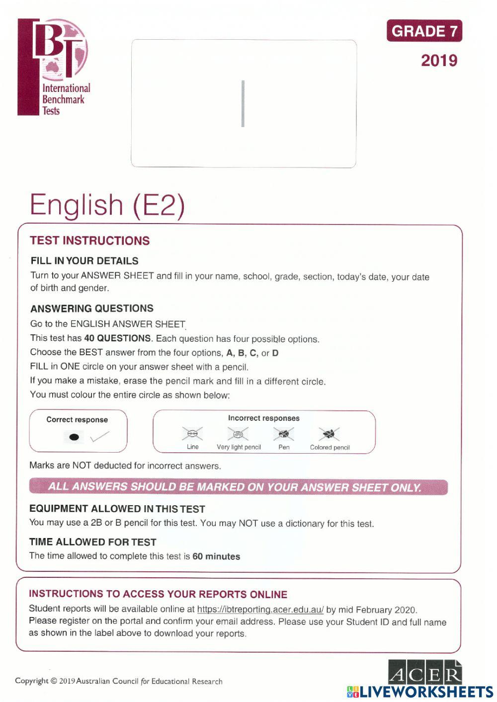 IBT .. Grade 7 .. Reading 2