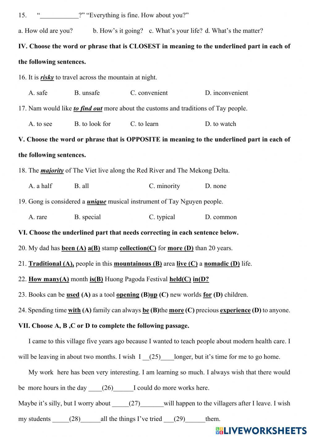 English 9 - kiểm tra giữa kỳ