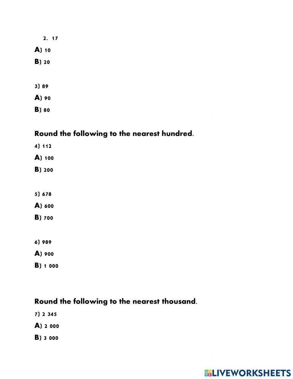 Round to tens, hundreds, thousands