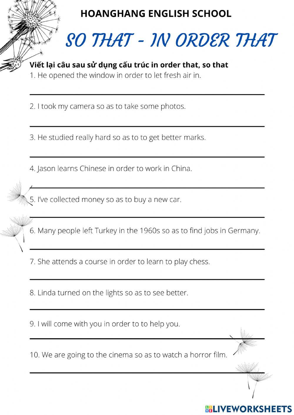 So that - in order that