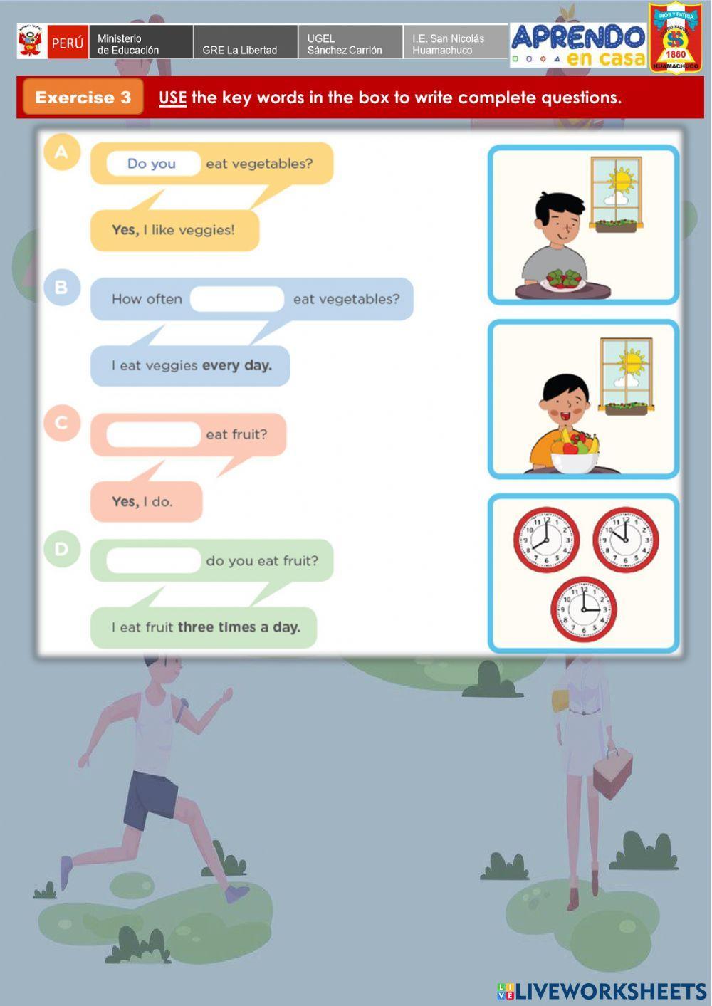 Week 29 - ENGLISH A1 - Experience 8 - Activity 2. Healthy food habits