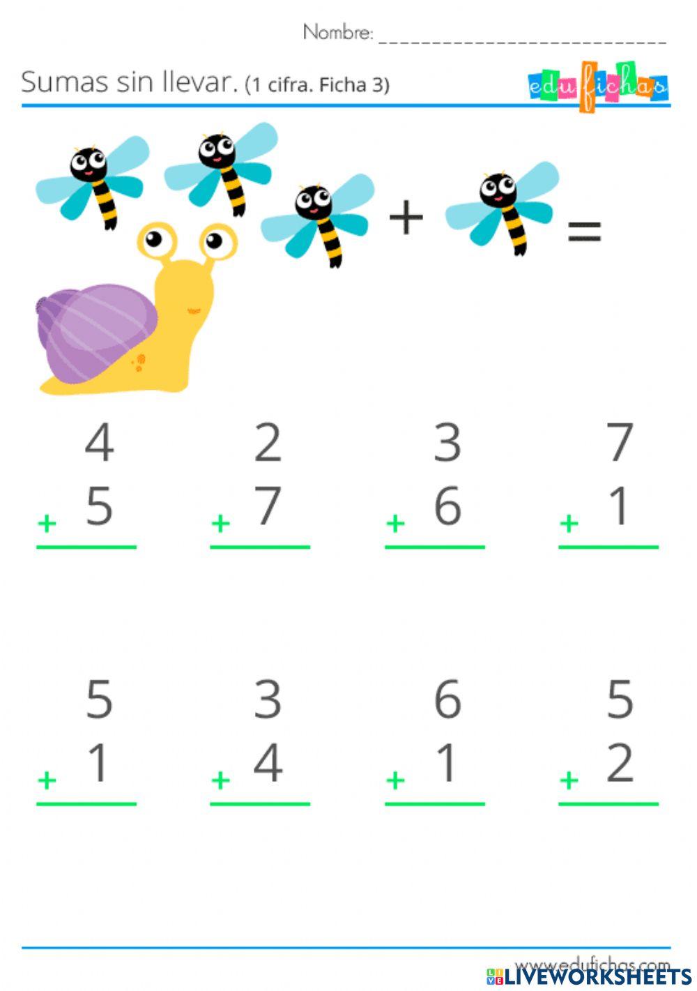 Adiciones de un dígito 2