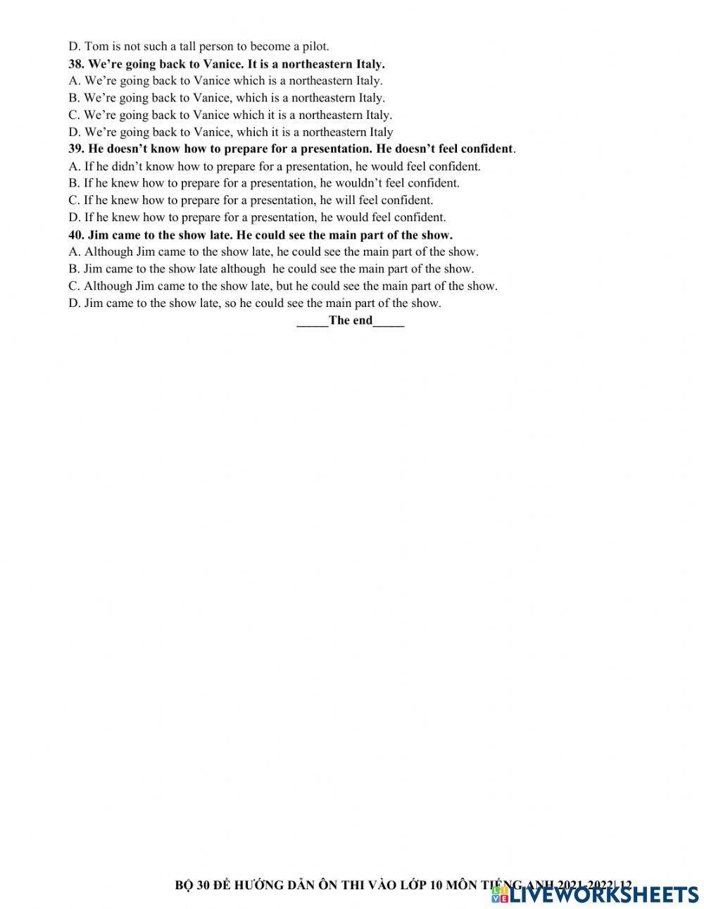 Ôn thi vào 10 - đề 3