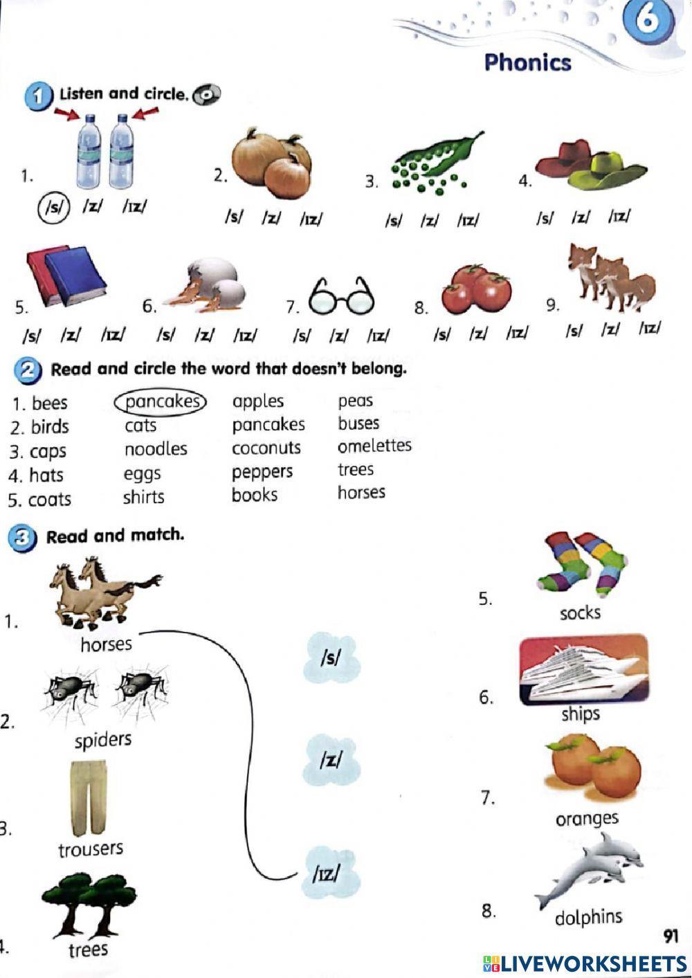 Phonics -s- sounds -z- sounds -iz- sounds