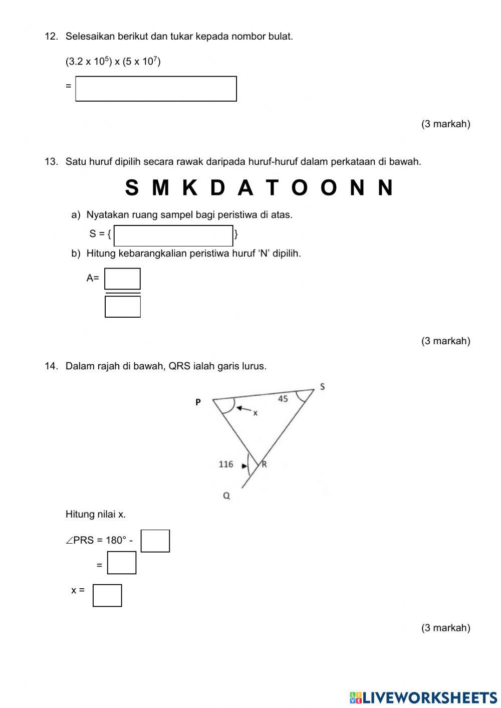 Pentaksiran pertengahan tahun matematik mpak tingkatan 4 pvma smk dato' onn