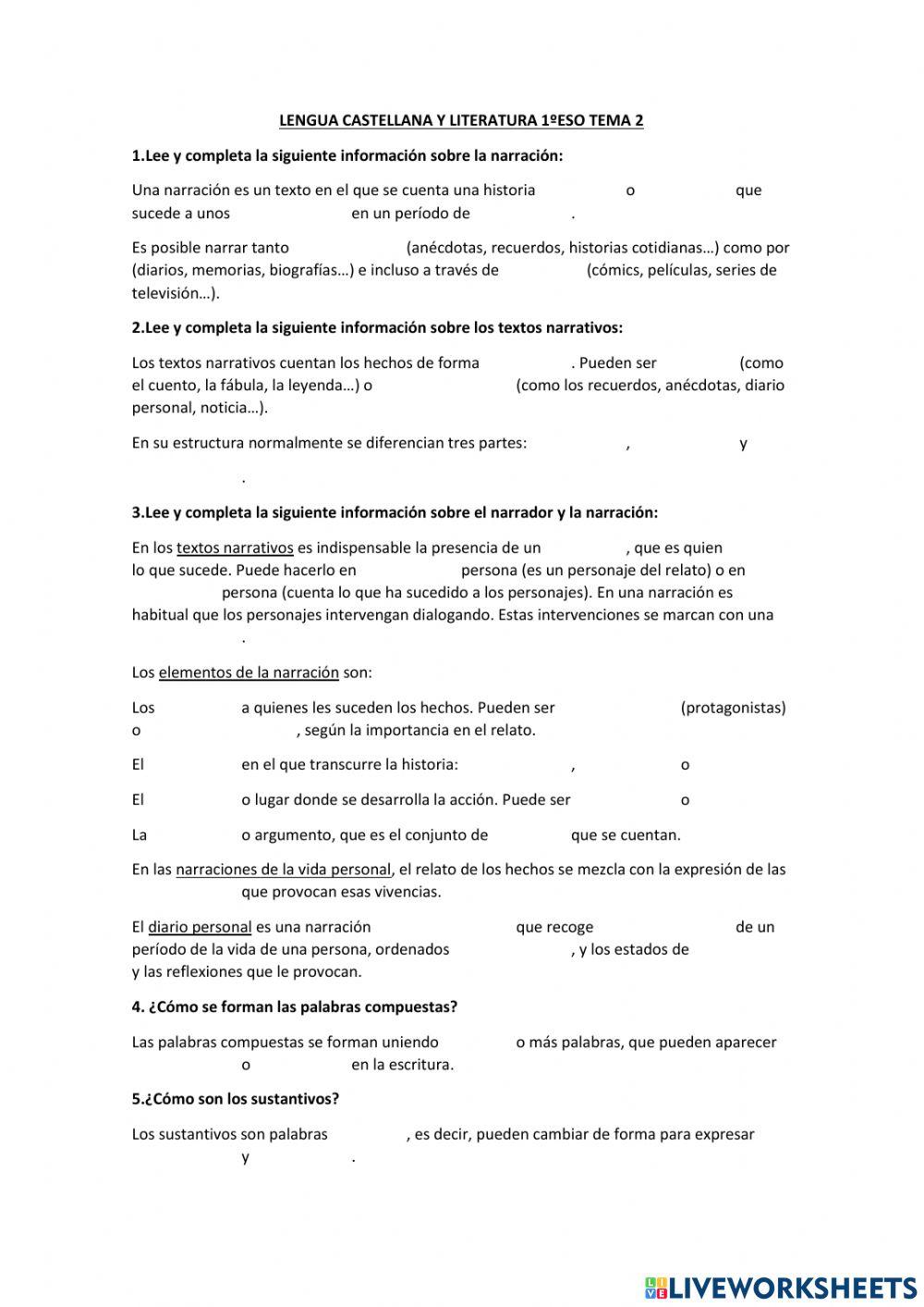 Lengua castellana y literatura Tema 2