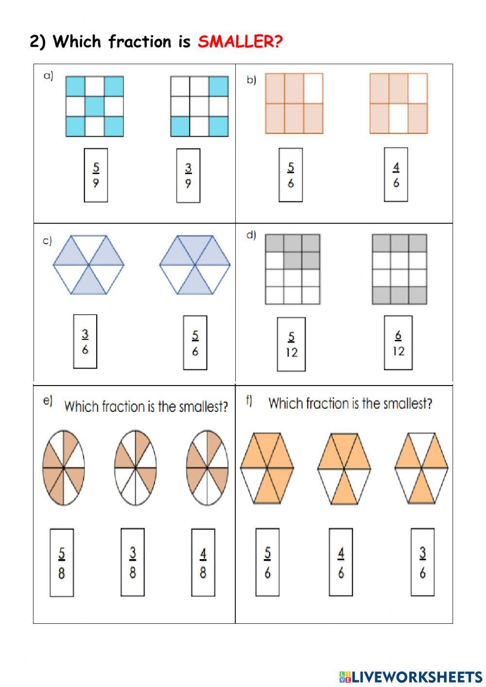 comparing and ordering like fractions