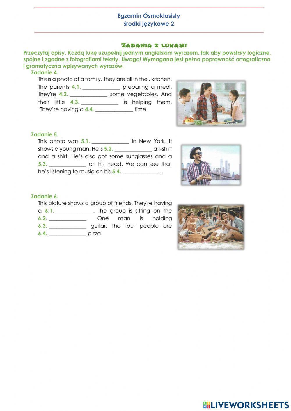 E8 Środki językowe - zadania z lukami 2