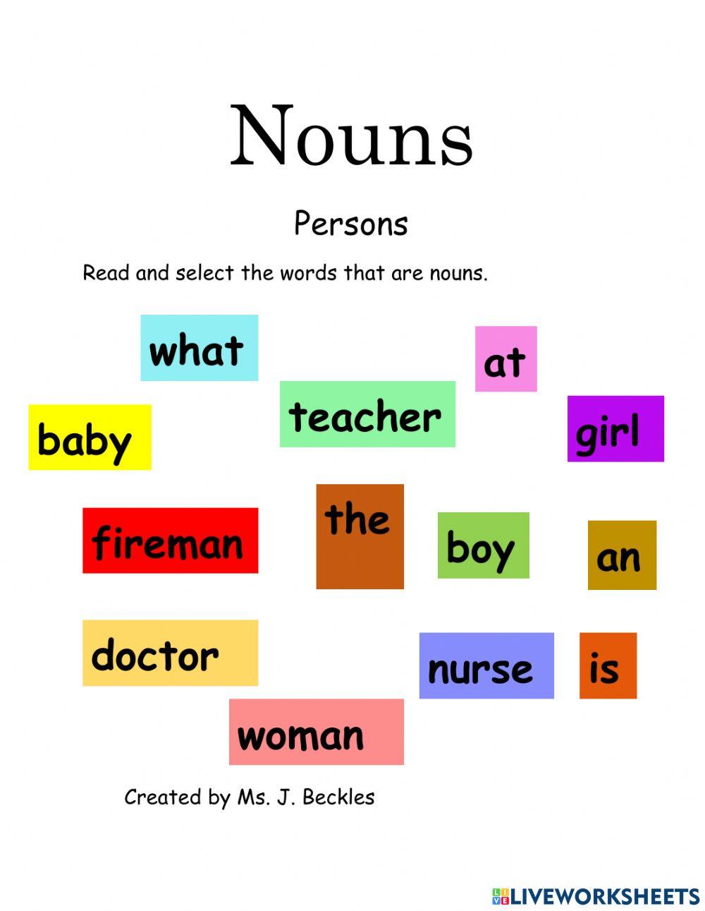 NounsPersons online exercise for Live Worksheets