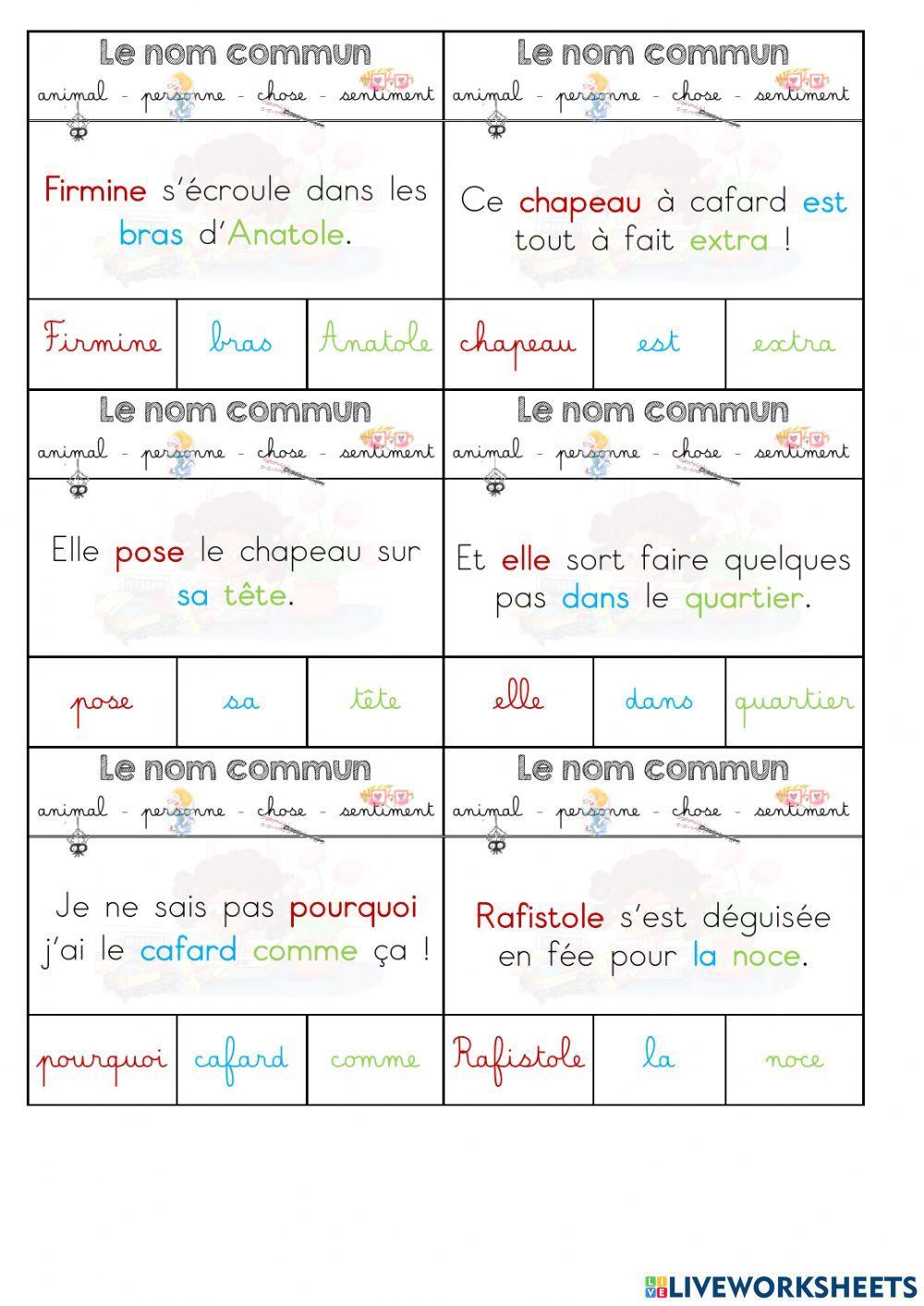 La sorcière amoureuse - Atelier 7 - Reconnaitre le nom commun