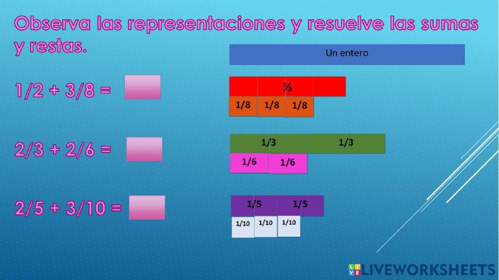 Suma y resta heterogeneas con representacion