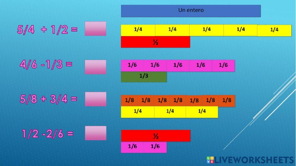 Suma y resta heterogeneas con representacion