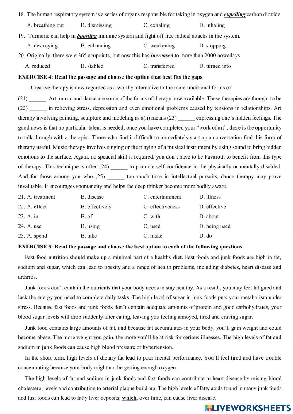 Looking back on unit 2: your body and you