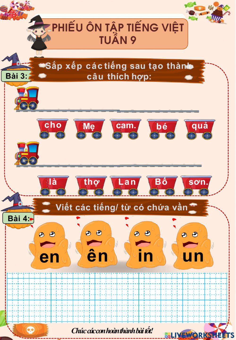 Phiếu ôn tập Tiếng Việt Tuần 9