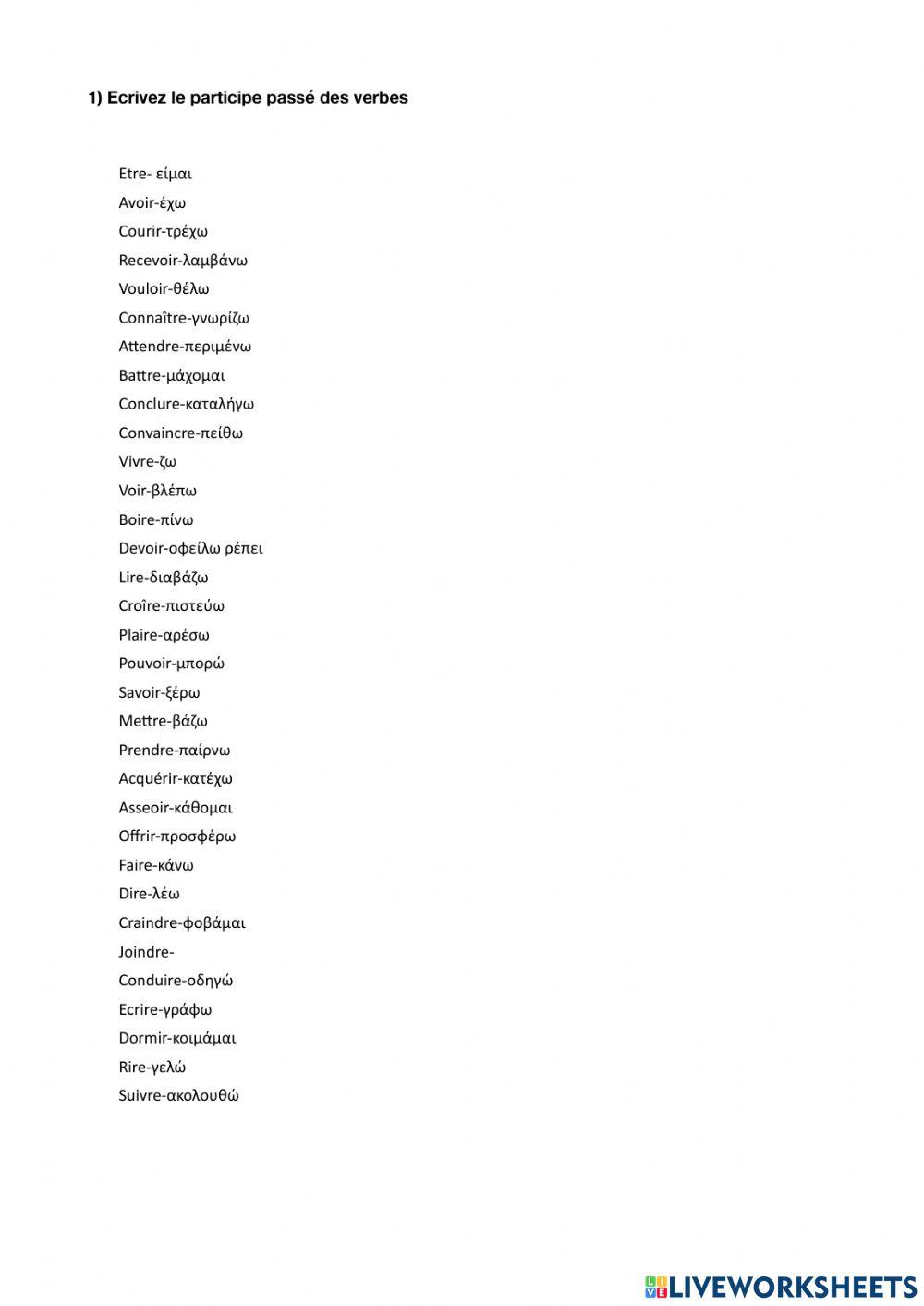 Les participe passé