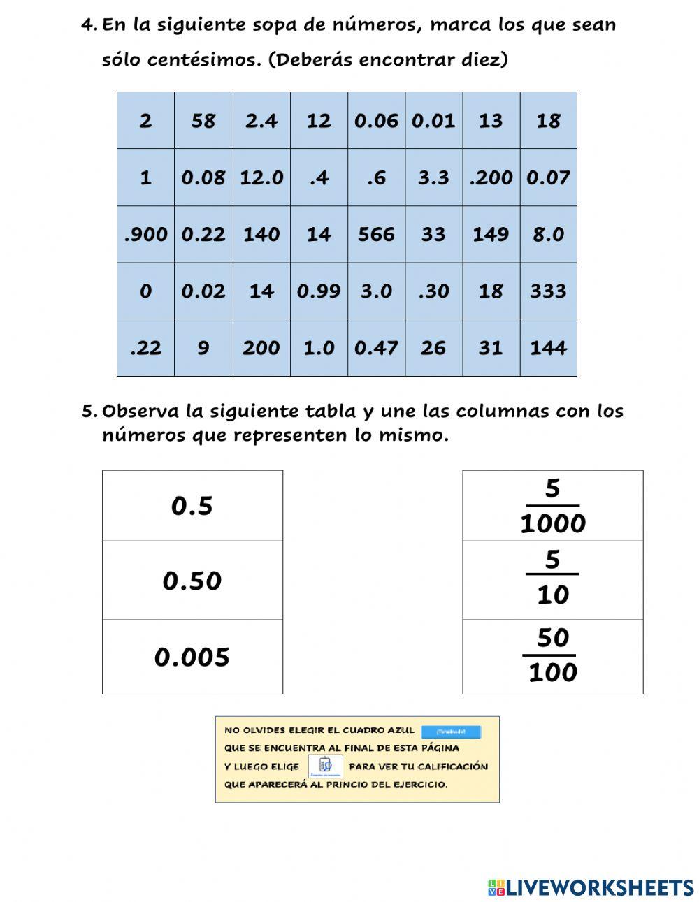 Notación desarrollada de decimales