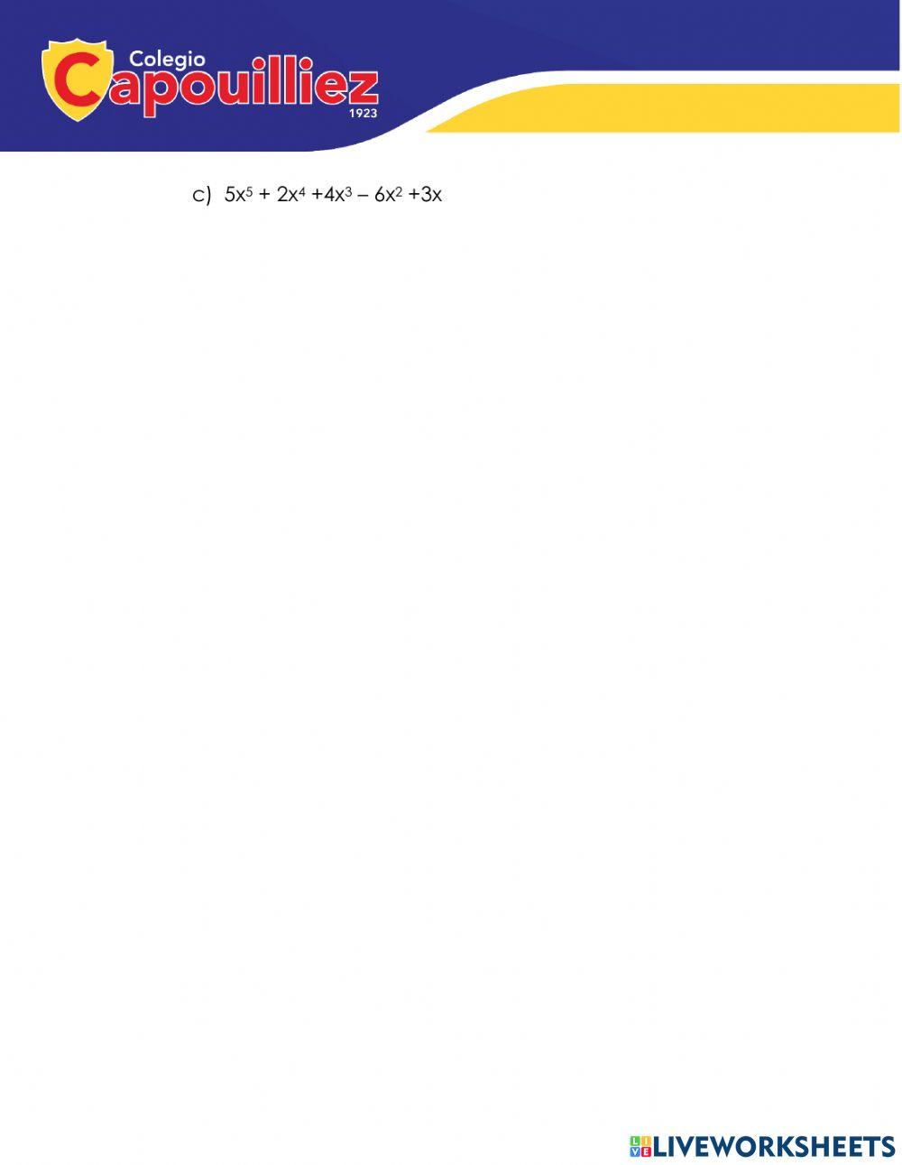 Operaciones entre polinomios