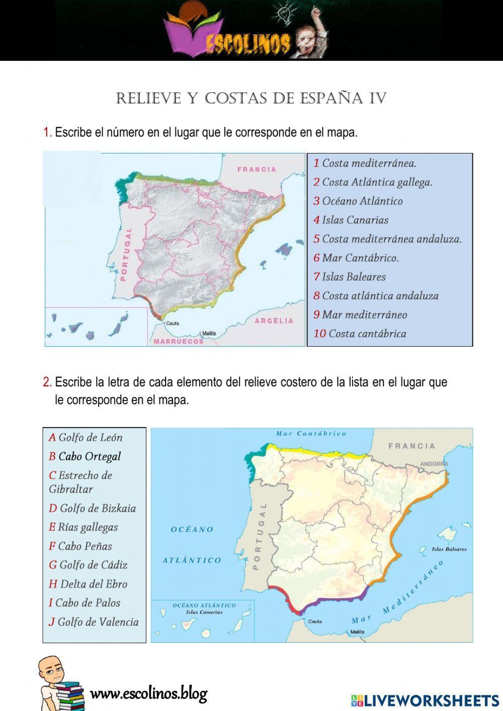 Relieve y costas de España IV