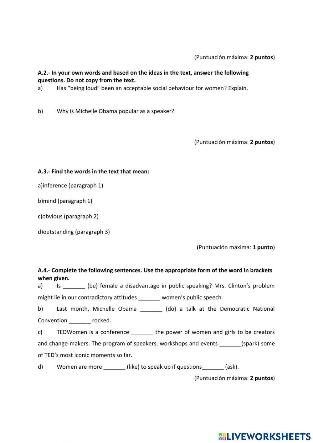 EVAU Adicional 2021 Inglés English