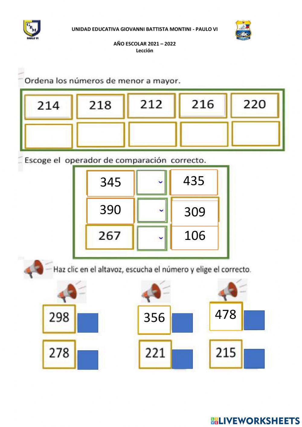 Comparación de cantidades