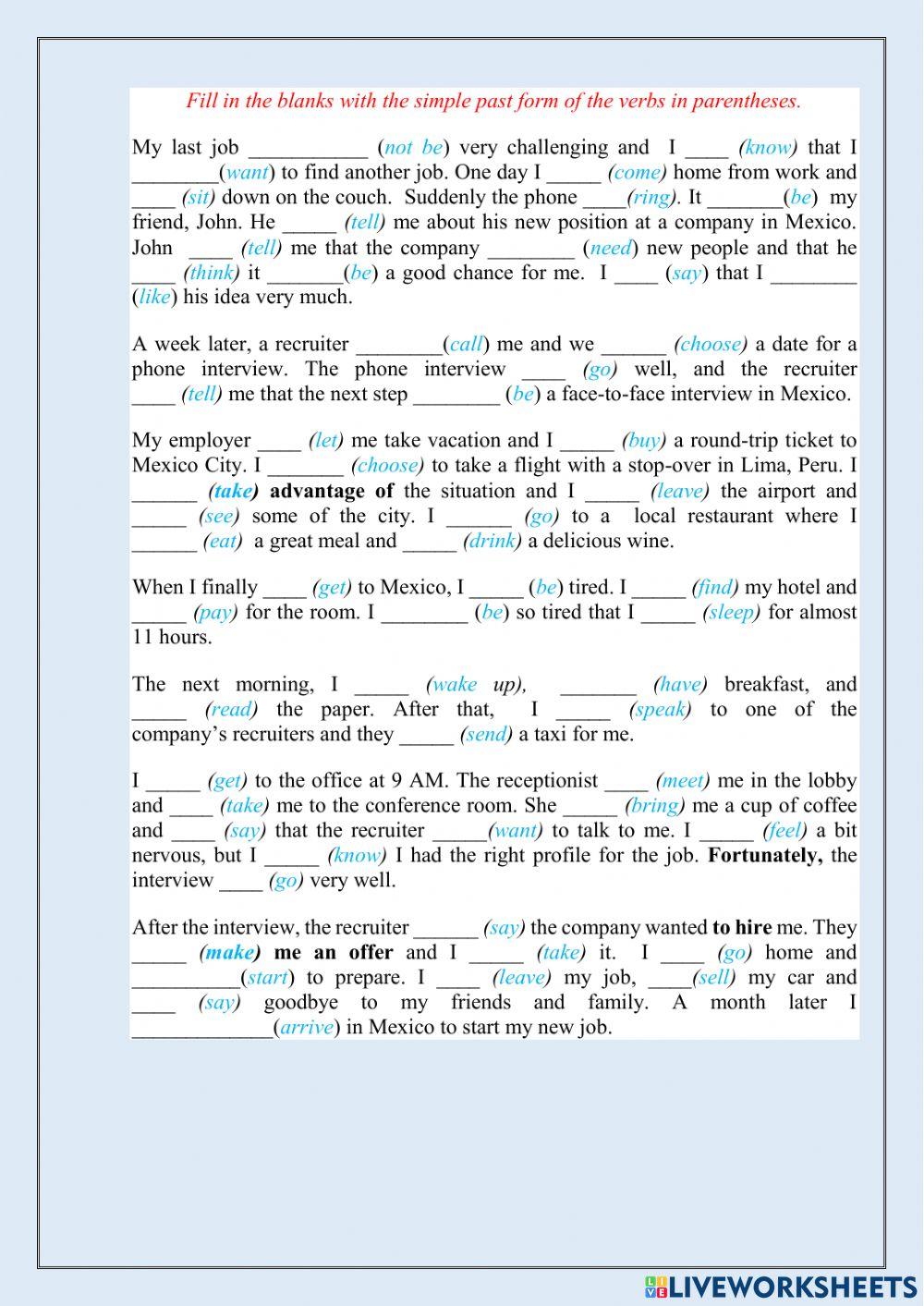 Irregular verbs elementary