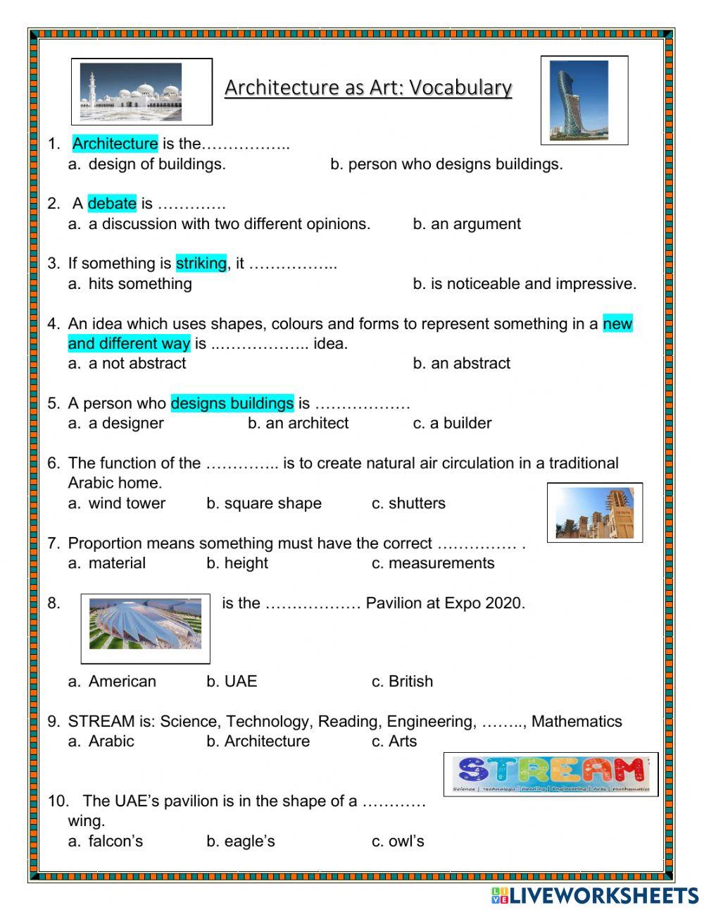 Architecture as Art: Vocabulary