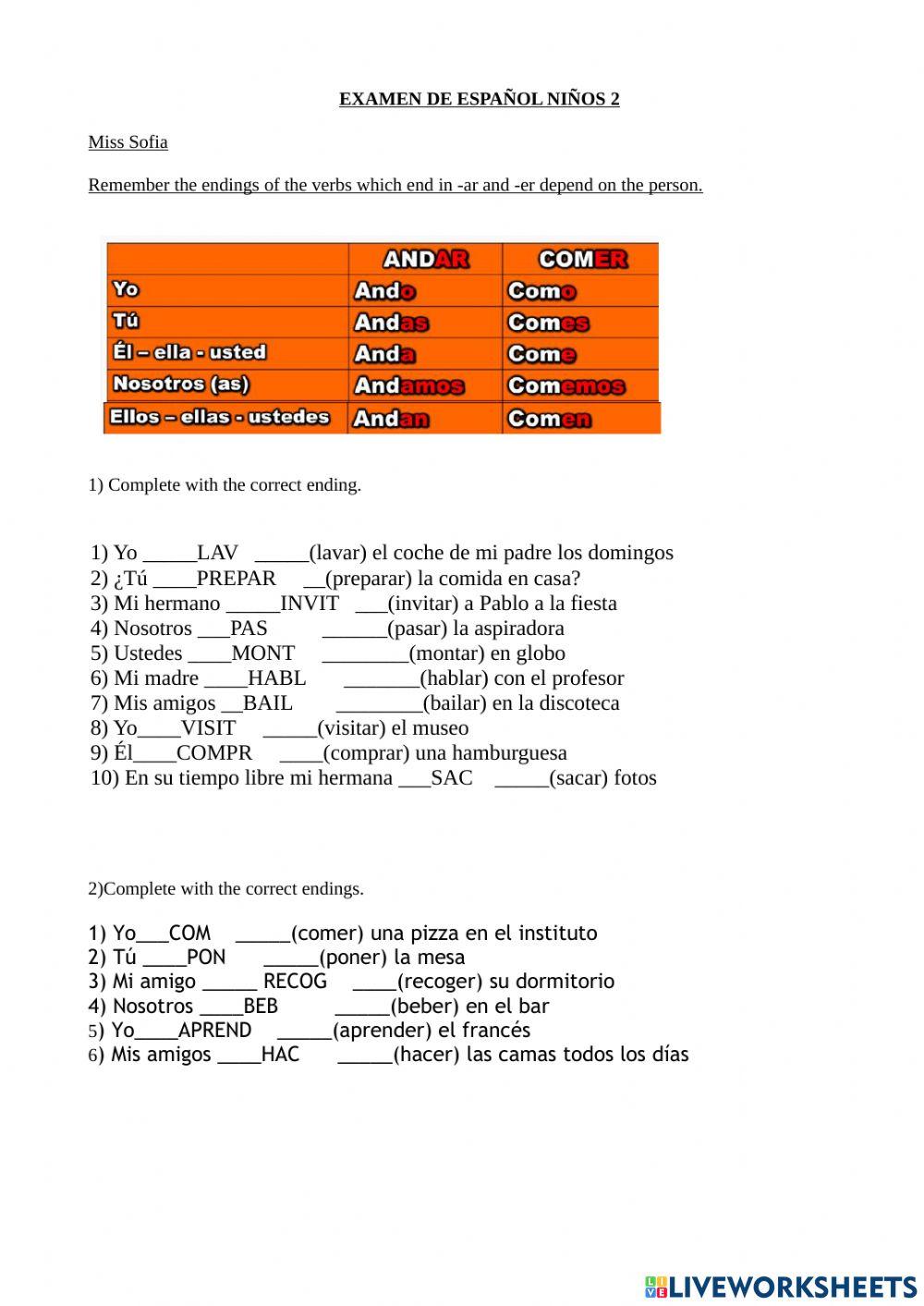 Examen niños 2