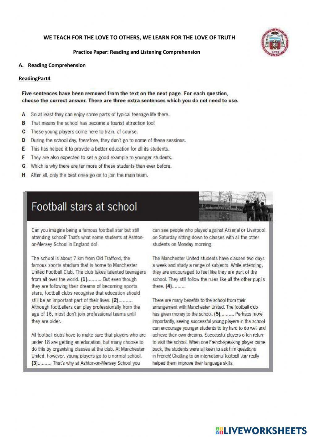 PET Reading and Listening